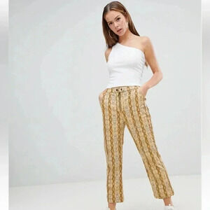 ASOS DESIGN Kick Flare Snake Vinyl Cropped Pants Sz 14